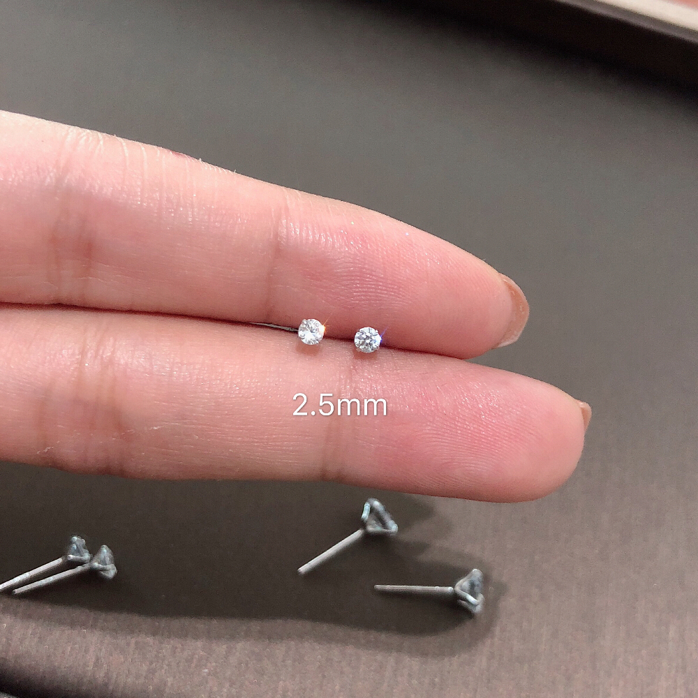 s925纯银镶钻小耳钉3-10mm男女锆石简约耳骨钉详情4