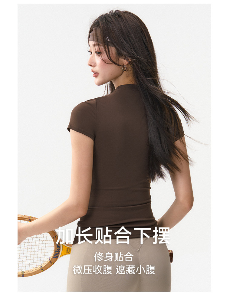 lu同款锦纶修身速干运动短袖T恤女修身显瘦跑步训练健身瑜伽服详情12