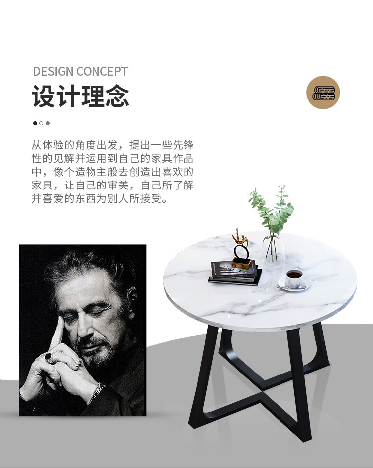 意式轻奢小圆桌餐椅组合家用现代简约休闲详情2