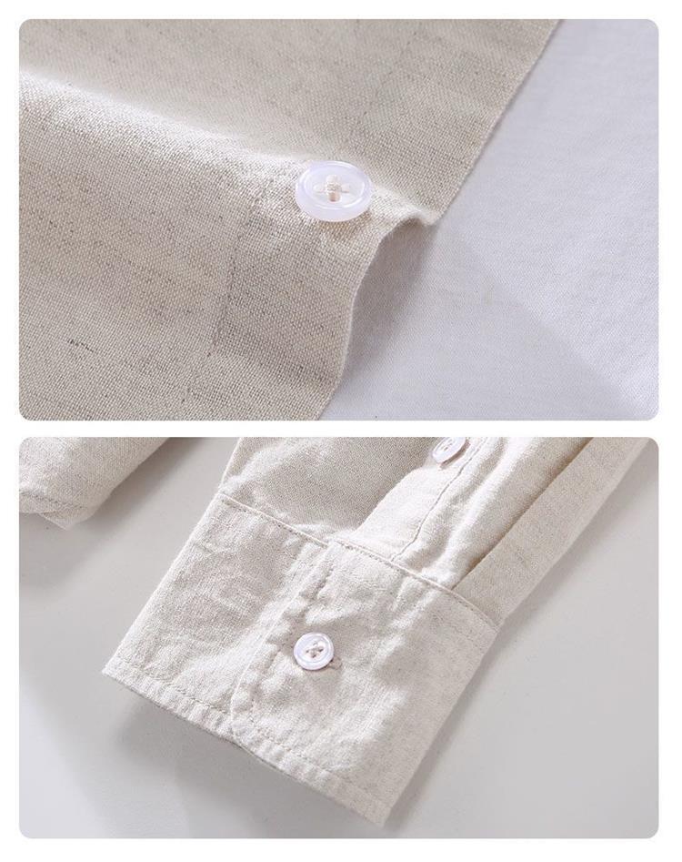 纯色薄款亚麻长袖衬衫男士棉麻衬衣休闲百搭舒适透气麻料春夏季潮详情20