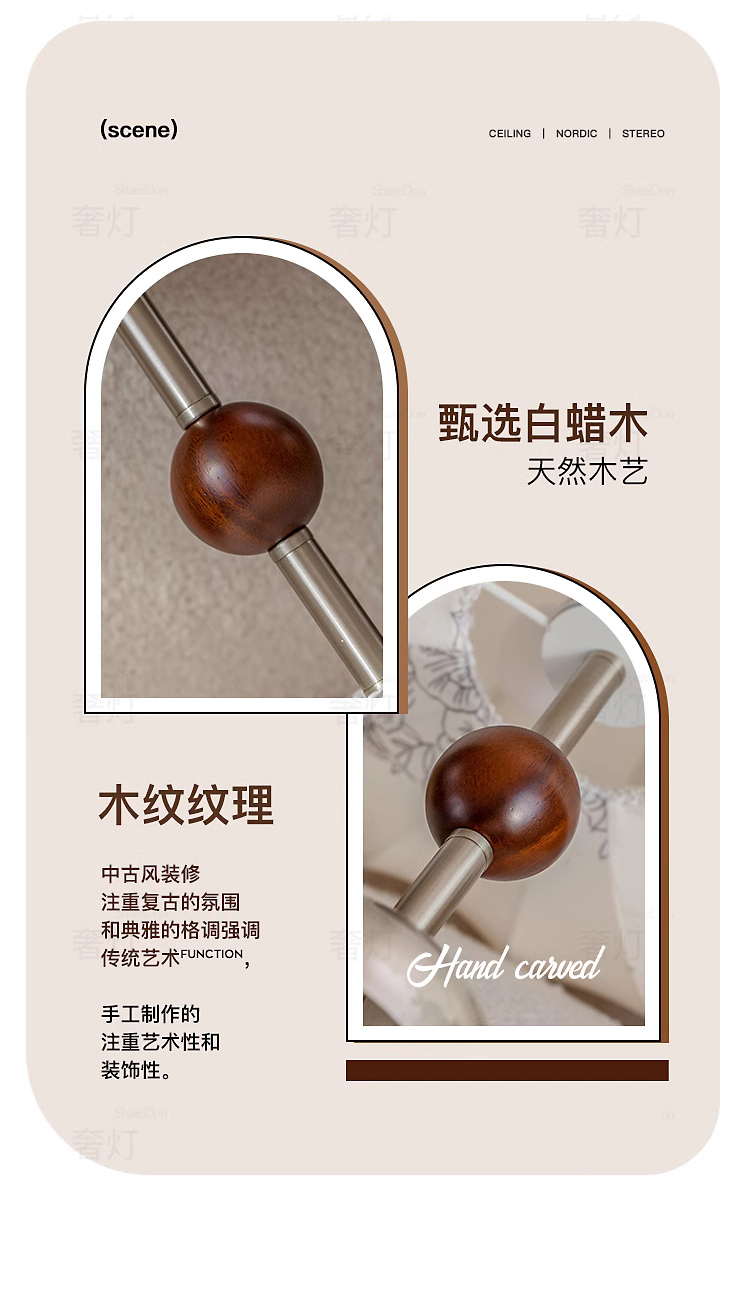 复古南洋风卧室灯吸顶灯新款中古创意南瓜造型艺术书房间主卧灯具详情3