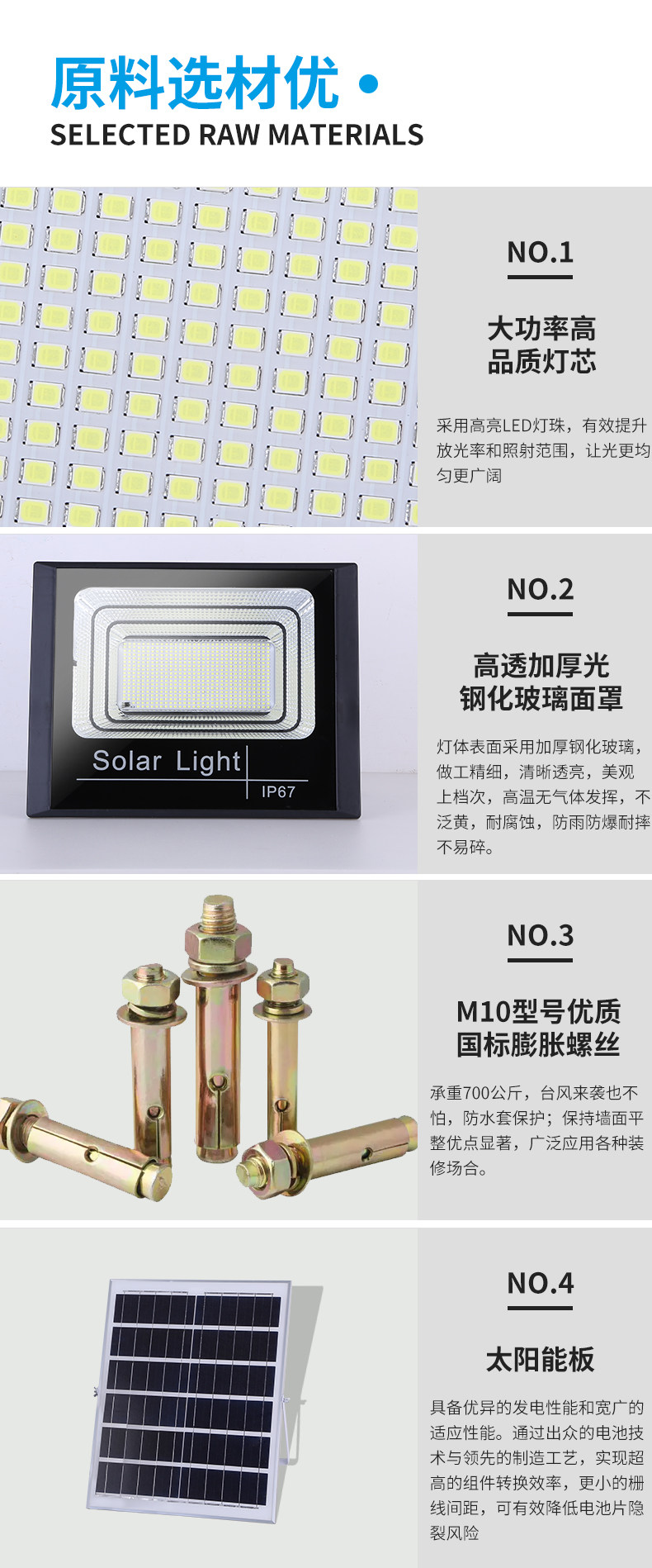 New cross-border solar lamps, floodlights, LED outdoor lamps, household garden lamps, ultra-bright waterproof street lamps for new rural areas pic 12