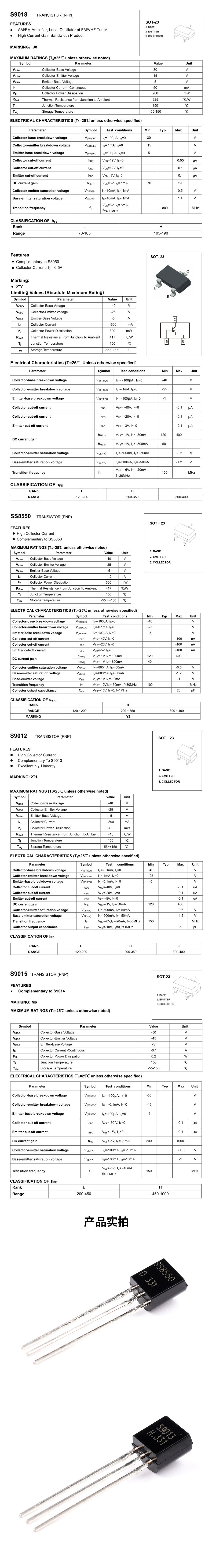 S8550三极管 SS8050 9012 9013 9014 9015 9018直插TO92贴片SOT23详情3