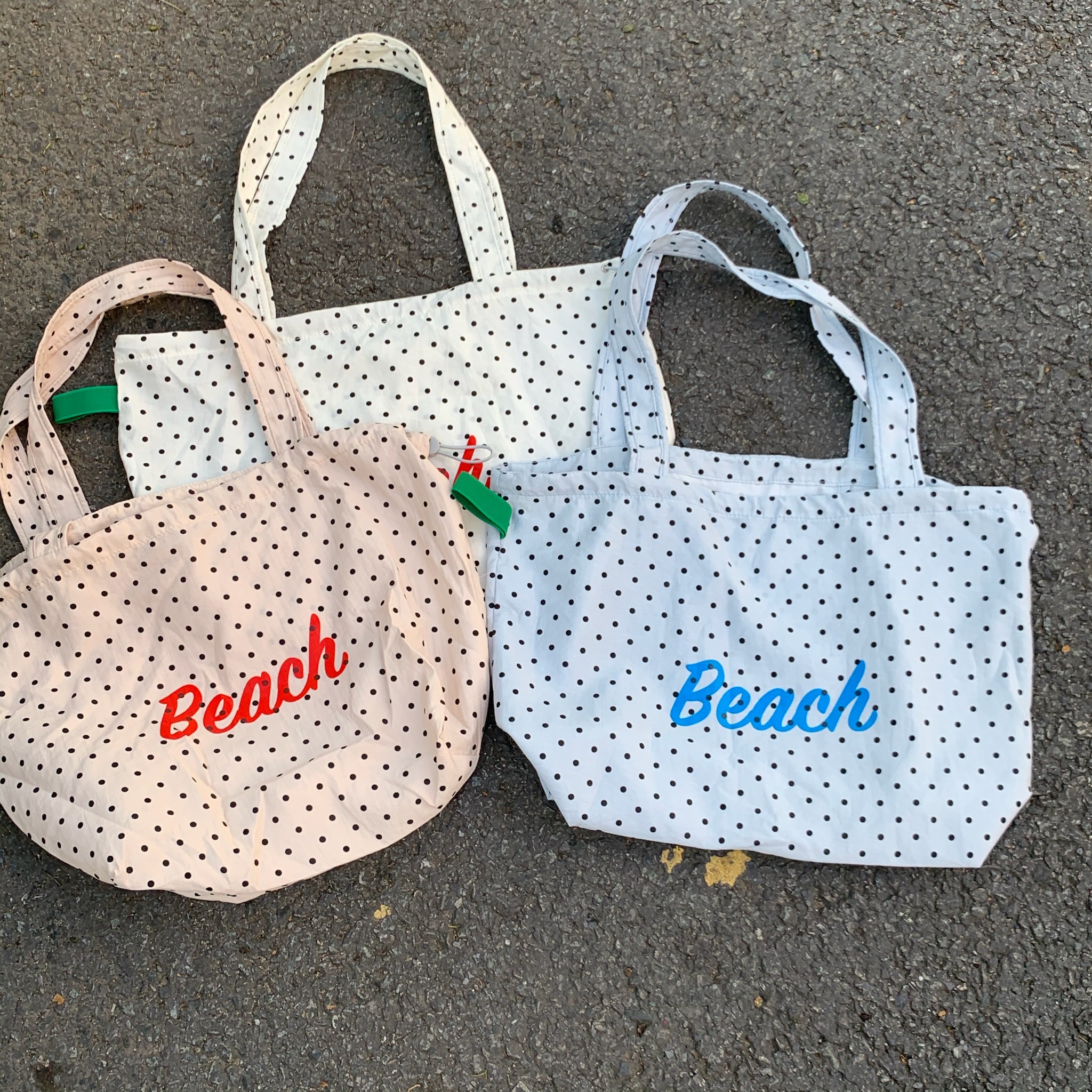 Summer new Japanese polka dot printed letter single-shoulder tote bag with large capacity, fresh and cute hand-held shopping bag pic 1