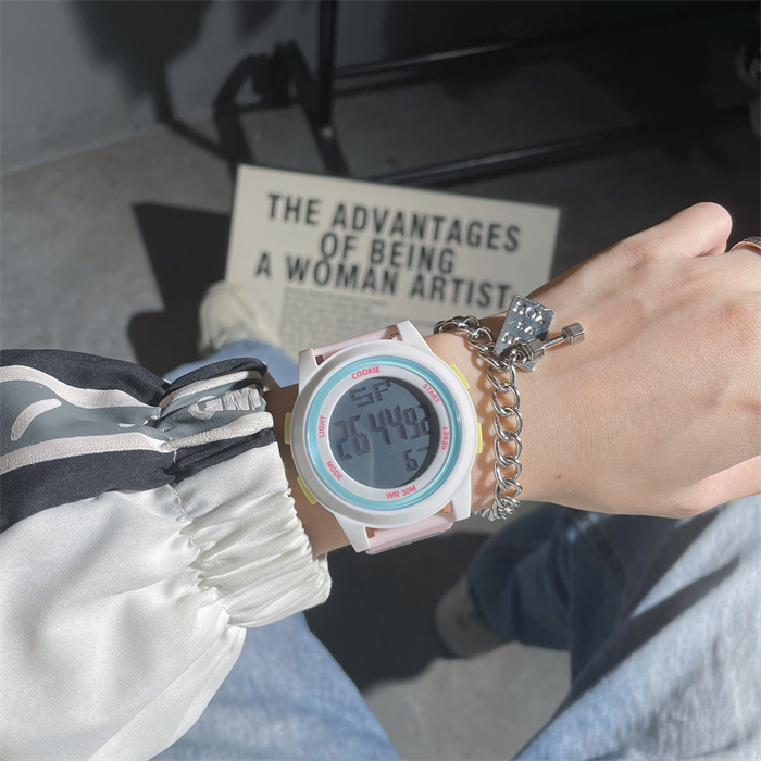 学生党手表女款ins风高颜值女生初中生简约百搭运动独角兽电子表详情2