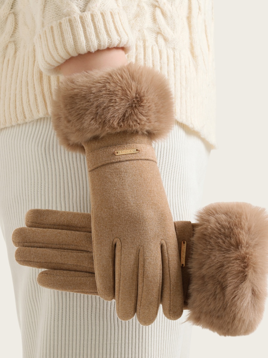 Warm winter gloves for women, thickened with fleece, hand-trimming, cold-proof touch screen, anti-freezing for cycling and driving, large fleece outdoor gloves for autumn details Picture