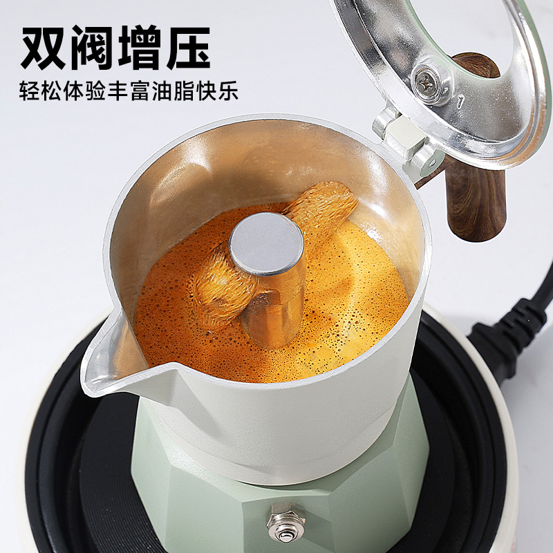 Baoxuan Double-valve Mocha Pot Set, hand-ground coffee machine Gift Box, Newlyweds, Housewarming Birthday Gift, complete set of coffee utensils details Picture