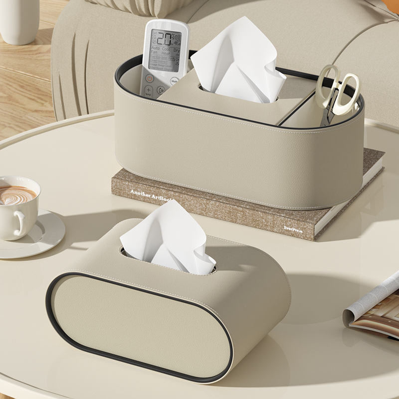 轻奢风抽纸盒客厅茶几高档皮革纸巾盒简约设计感桌面放遥控收纳盒图