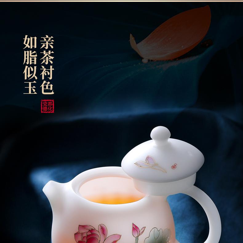 High-end gift box, plain fired iced tea set for gift-giving, light luxury white porcelain three-talent covered bowl, teapot, tea cup, kung Fu tea set Specification image