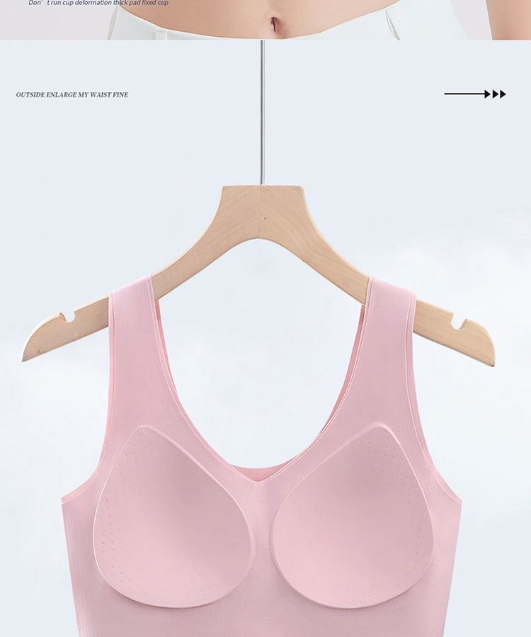 Invisible fixed cup sports bras for women, large breasts look smaller, gathering and tightening the secondary breasts, large-sized sleeping vest style bra, thin style pic 13