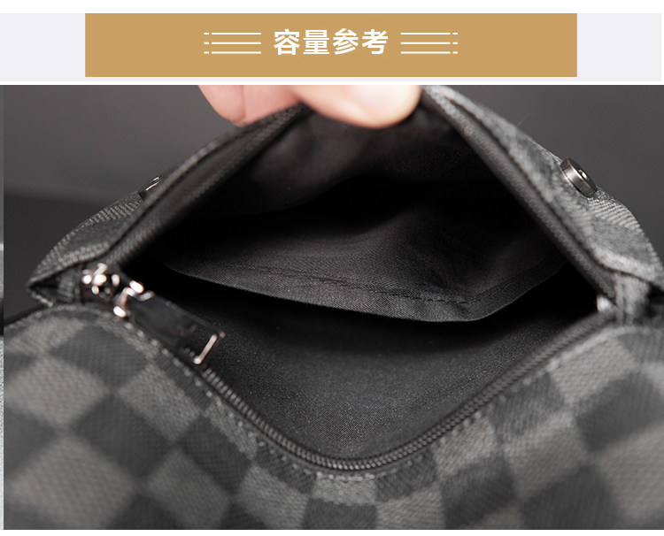男士格子单肩包潮流斜挎包男生街头时尚挎包学生小包个性邮差包新详情5