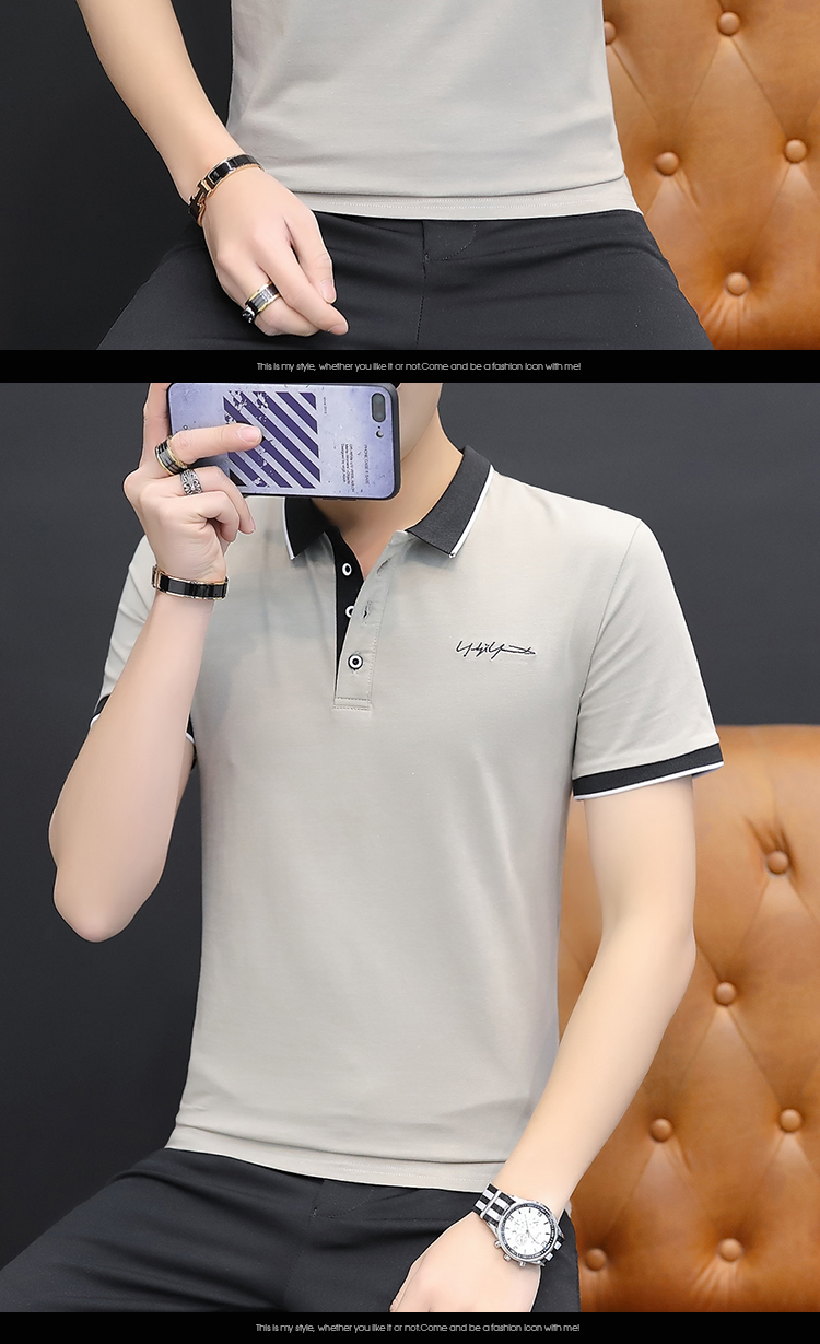 短袖POLO衫男士2023新款夏季翻领棉款T恤商务衣服青中年刺绣上衣详情11