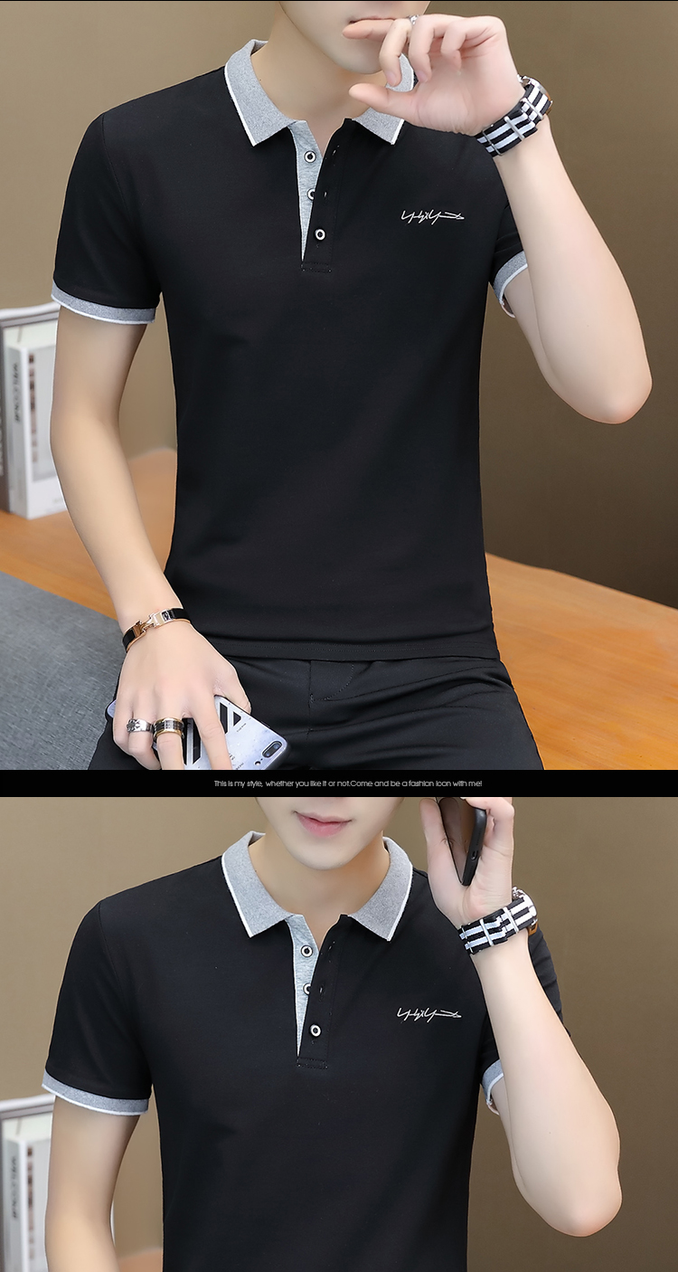 短袖POLO衫男士2023新款夏季翻领棉款T恤商务衣服青中年刺绣上衣详情14