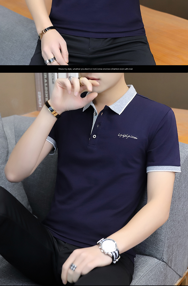 短袖POLO衫男士2023新款夏季翻领棉款T恤商务衣服青中年刺绣上衣详情17