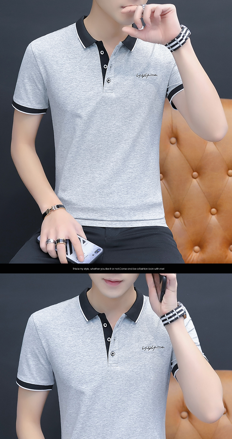 短袖POLO衫男士2023新款夏季翻领棉款T恤商务衣服青中年刺绣上衣详情8