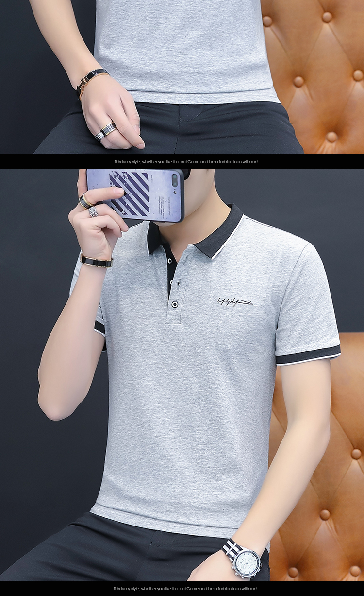 短袖POLO衫男士2023新款夏季翻领棉款T恤商务衣服青中年刺绣上衣详情9