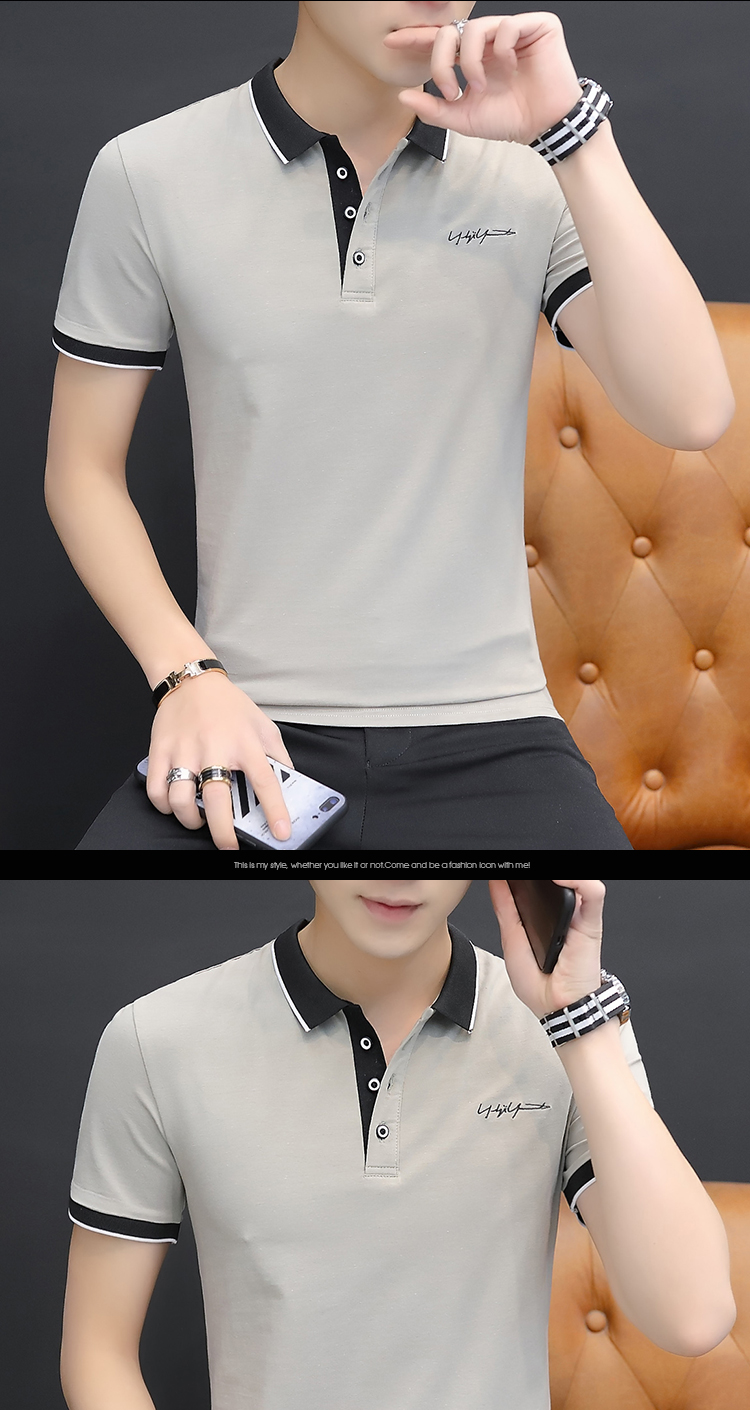 短袖POLO衫男士2023新款夏季翻领棉款T恤商务衣服青中年刺绣上衣详情10