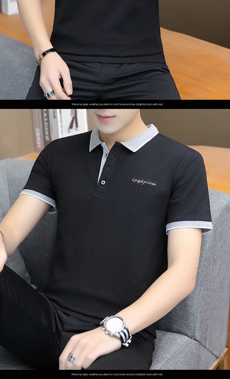 短袖POLO衫男士2023新款夏季翻领棉款T恤商务衣服青中年刺绣上衣详情15