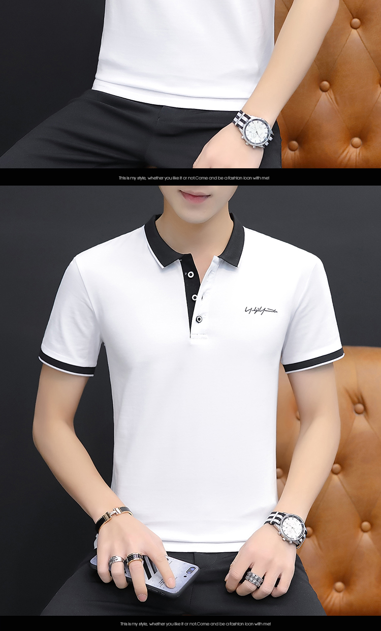 短袖POLO衫男士2023新款夏季翻领棉款T恤商务衣服青中年刺绣上衣详情7