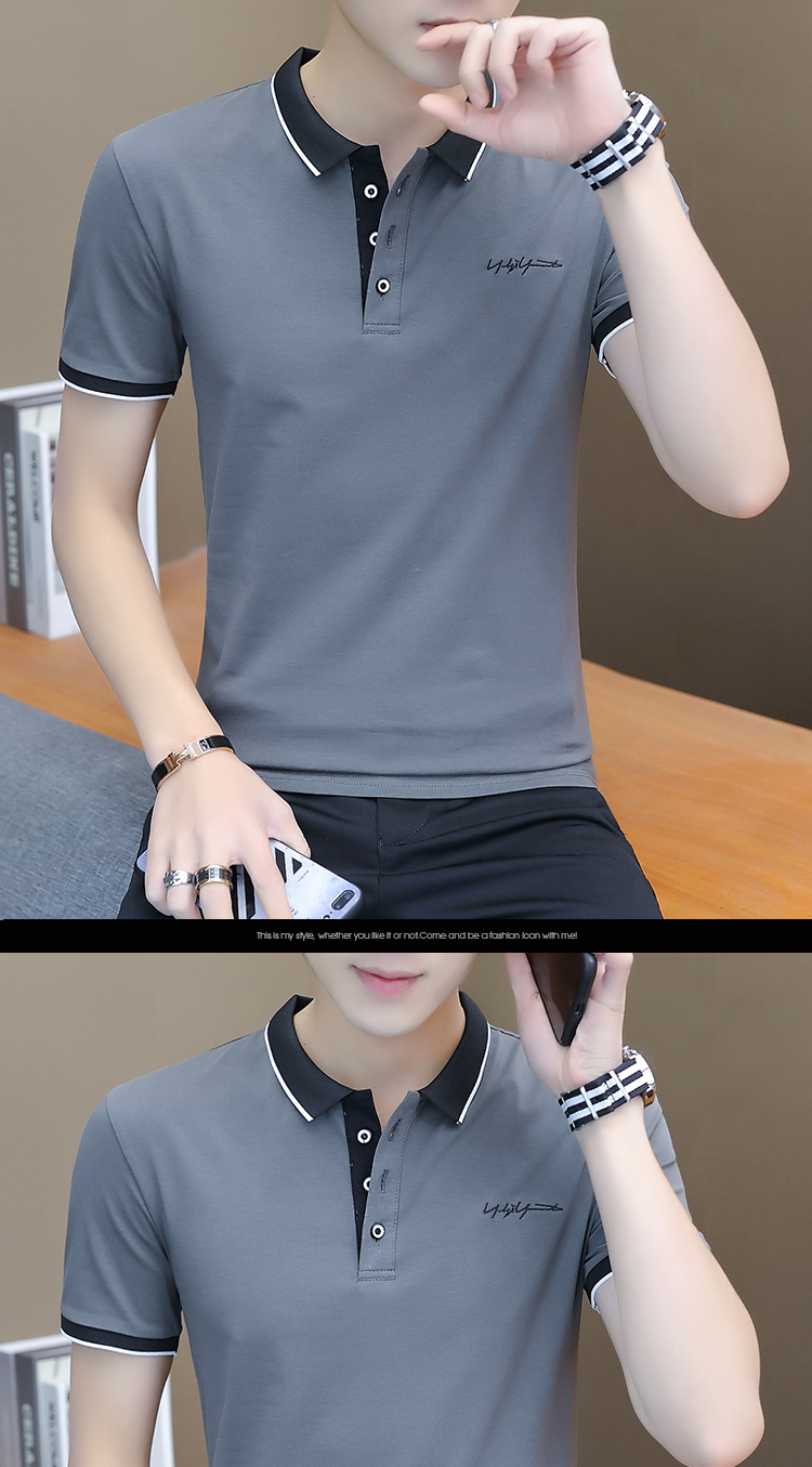 短袖POLO衫男士2023新款夏季翻领棉款T恤商务衣服青中年刺绣上衣详情12