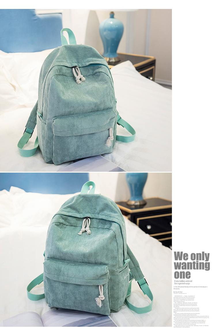 书包女韩版楷泊原宿ulzzang高中学生个性条绒学院风双肩包女背包详情15