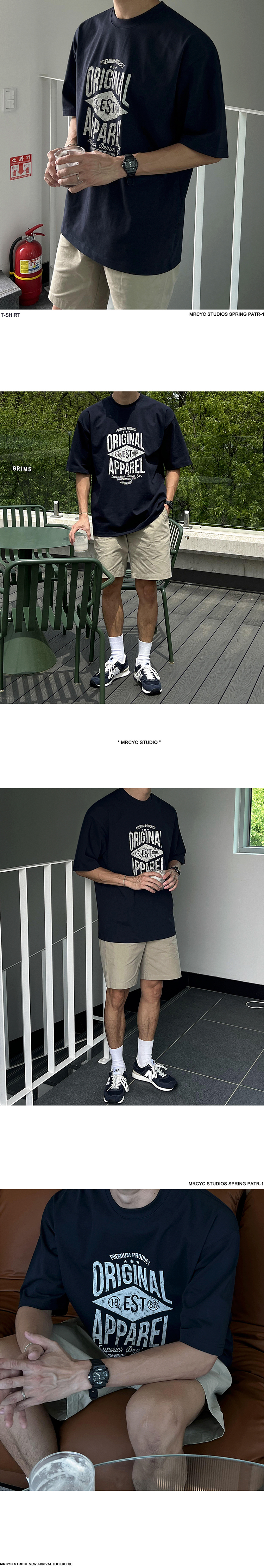 MYQ设计感印花短袖T恤男士夏季宽松纯棉半袖韩系通勤风圆领体恤详情5