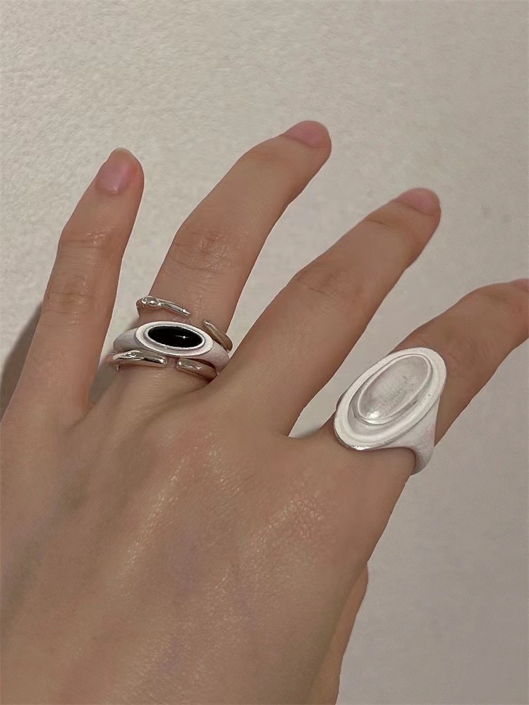 乾佳S925纯银星轨卫星项链黑玛瑙白贝壳项链小众设计锁骨链戒指详情18