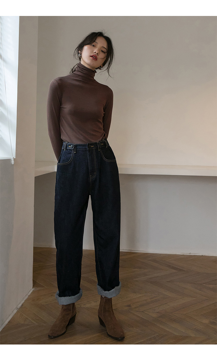 1313内搭王 加绒款七色堆堆高领弹力打底衫女秋季黑咖杏色长袖T恤详情25