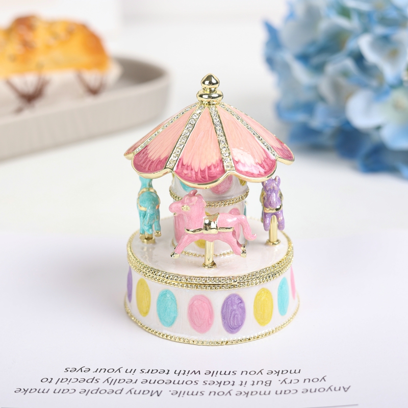 新款儿童节礼物珐琅彩彩色旋转木马装饰盒创意家居桌面装饰小摆件产品图
