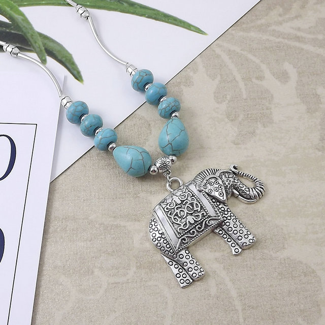 民族风苗银藏银复古藏饰中东印度风异域风情项链松石项链象A2275详情4