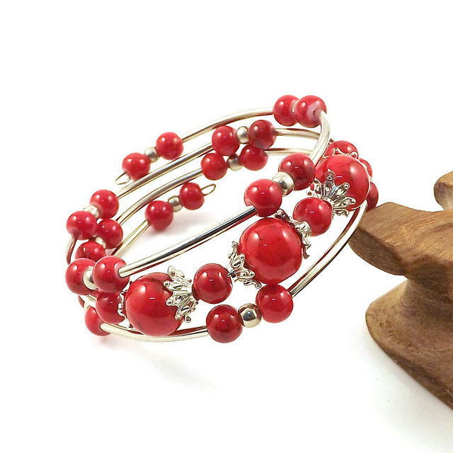 民族风云南西藏尼泊尔复古饰品手镯藏饰彩珠多层手链K811详情6