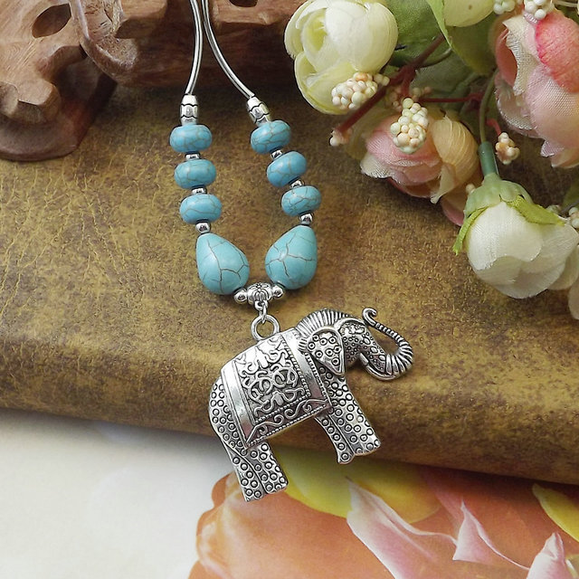 民族风苗银藏银复古藏饰中东印度风异域风情项链松石项链象A2275详情6