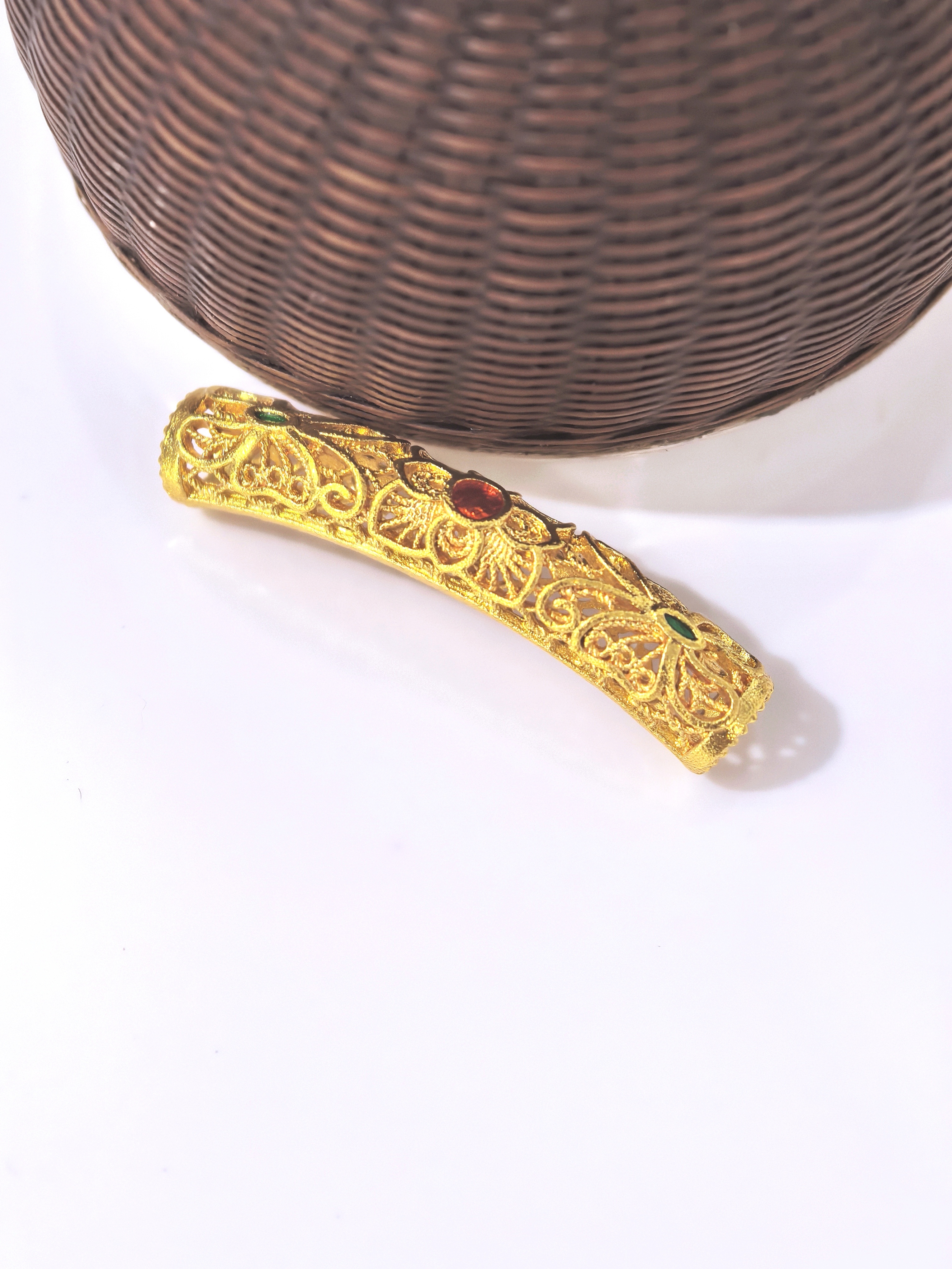DIY new Chinese-style exquisite and light luxury small accessories with electroplated sand gold inlaid corundum hollowed-out small flower elbow pipe fittings pic 3