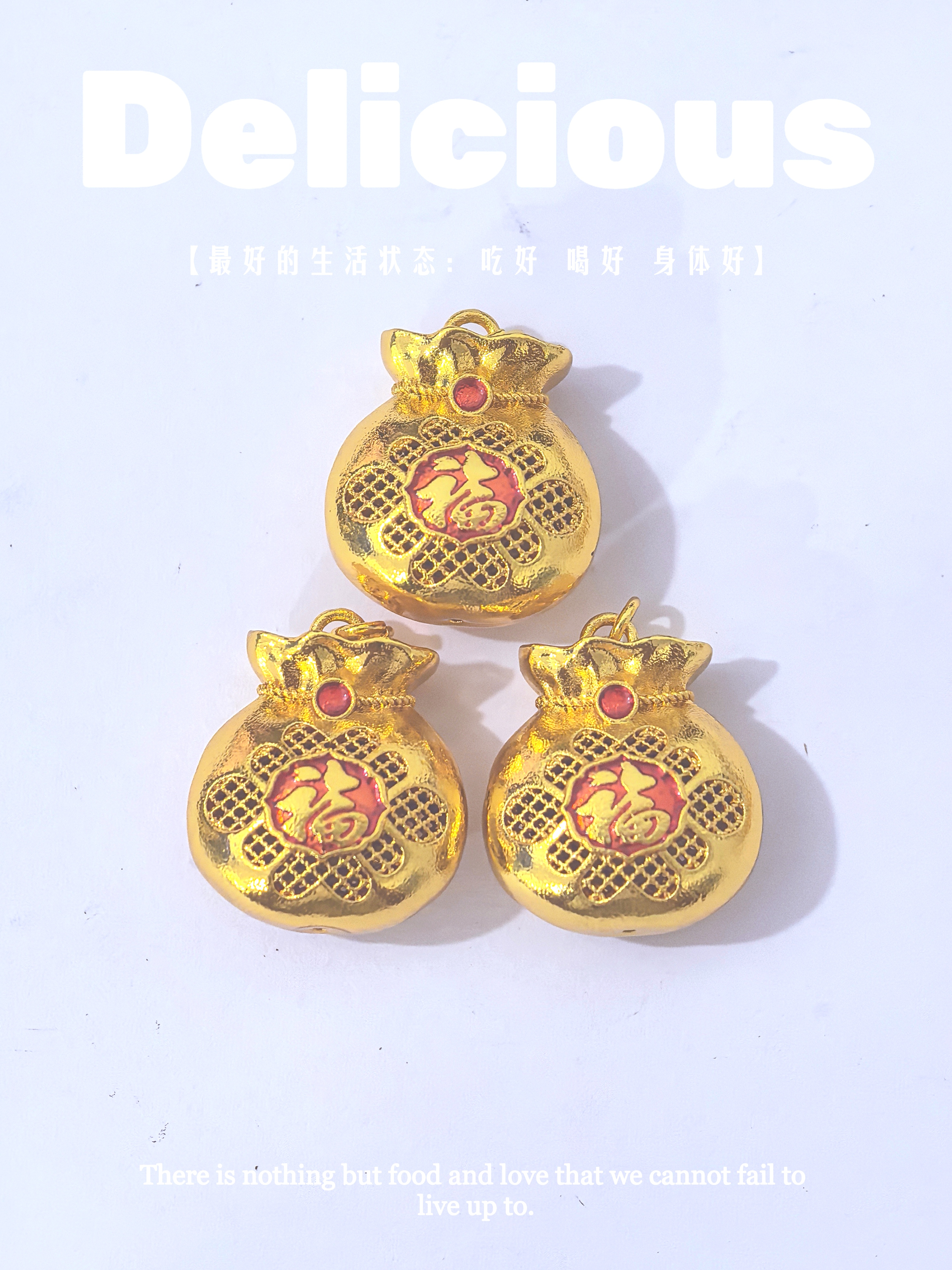 杨幂同款新中式项链葫芦镂空雕花吊坠金色福字古法福袋百搭项链女详情3