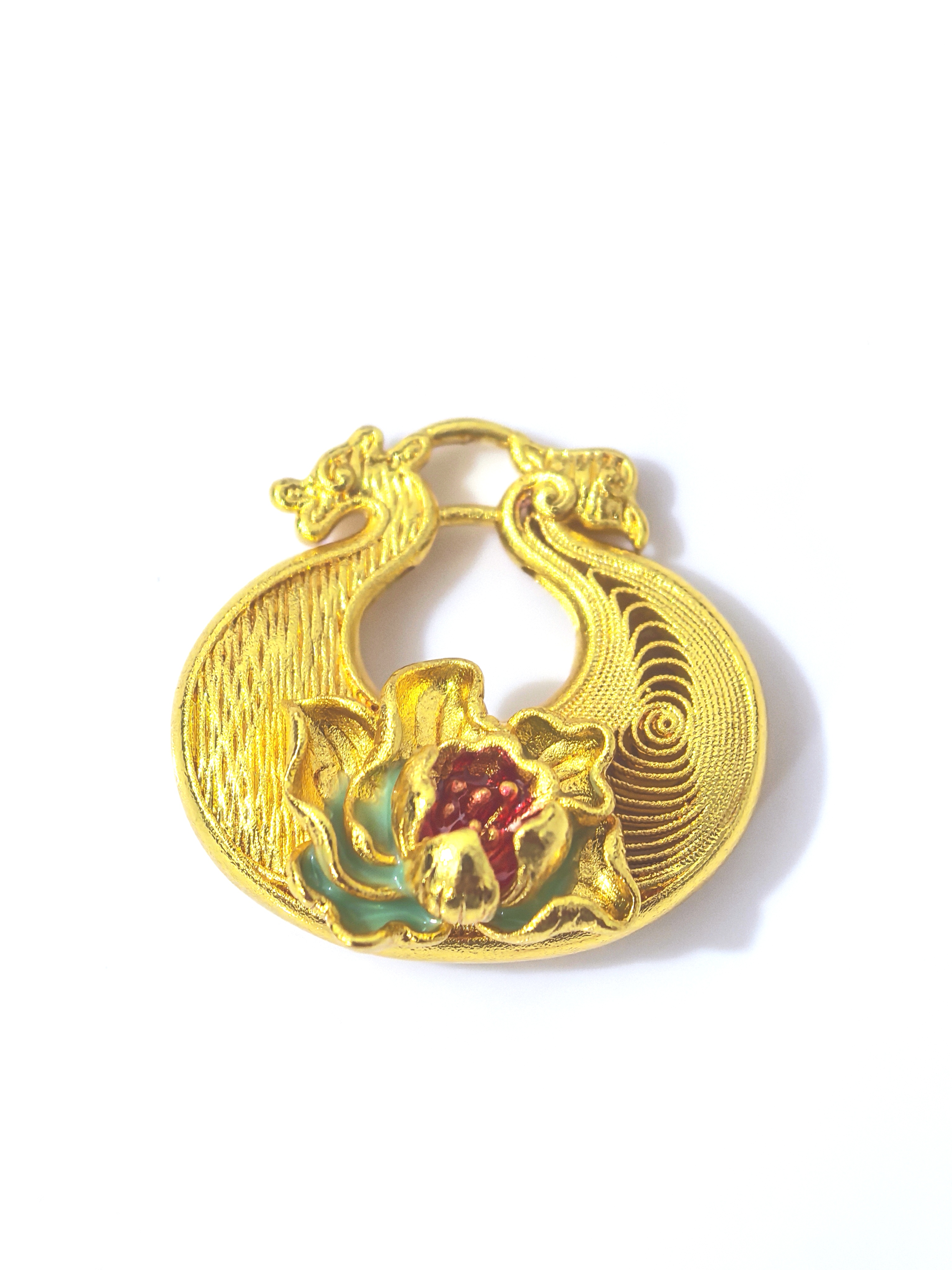 古法金平安金莲吊坠烧蓝镂空饰品配饰手工diy项链吊坠详情5