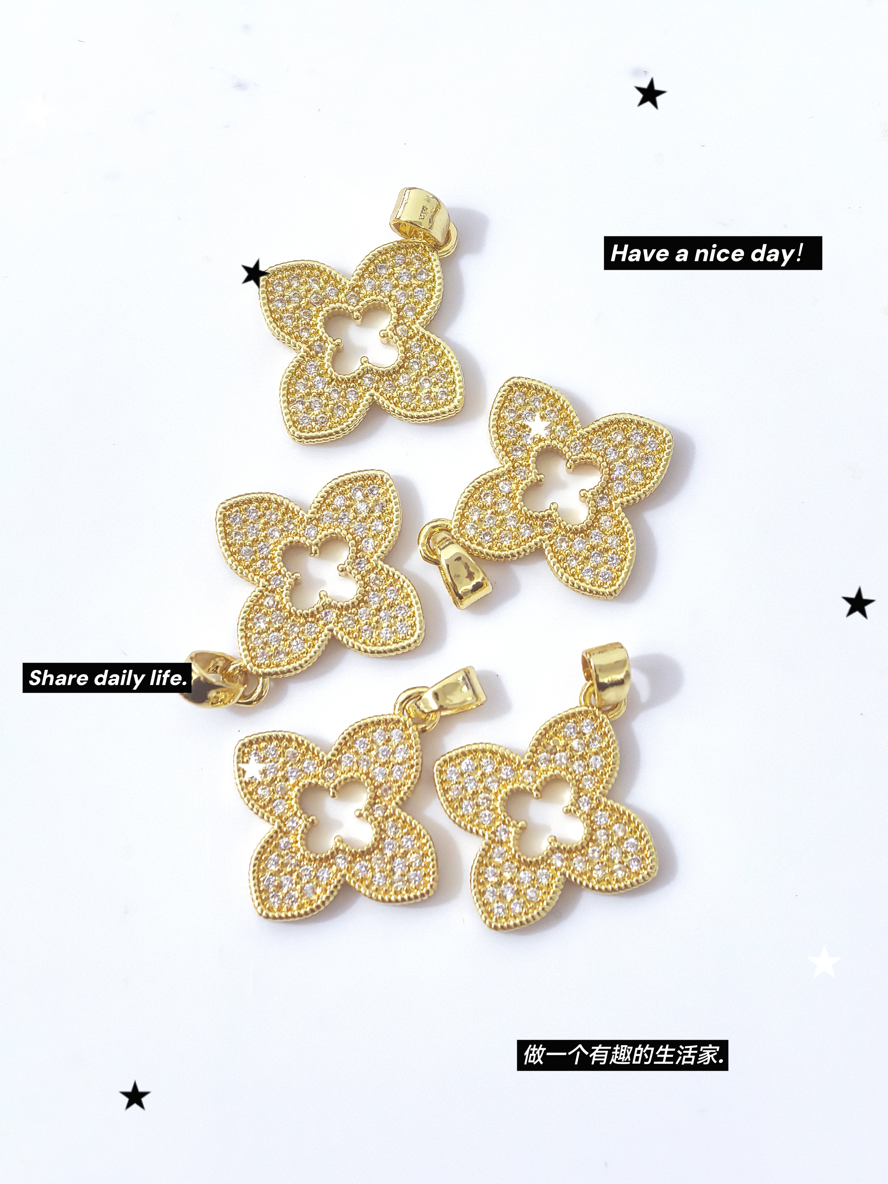 时尚爆款铜镶锆石轻奢吊坠配件小众设计高级感配饰厂家直销现货详情4