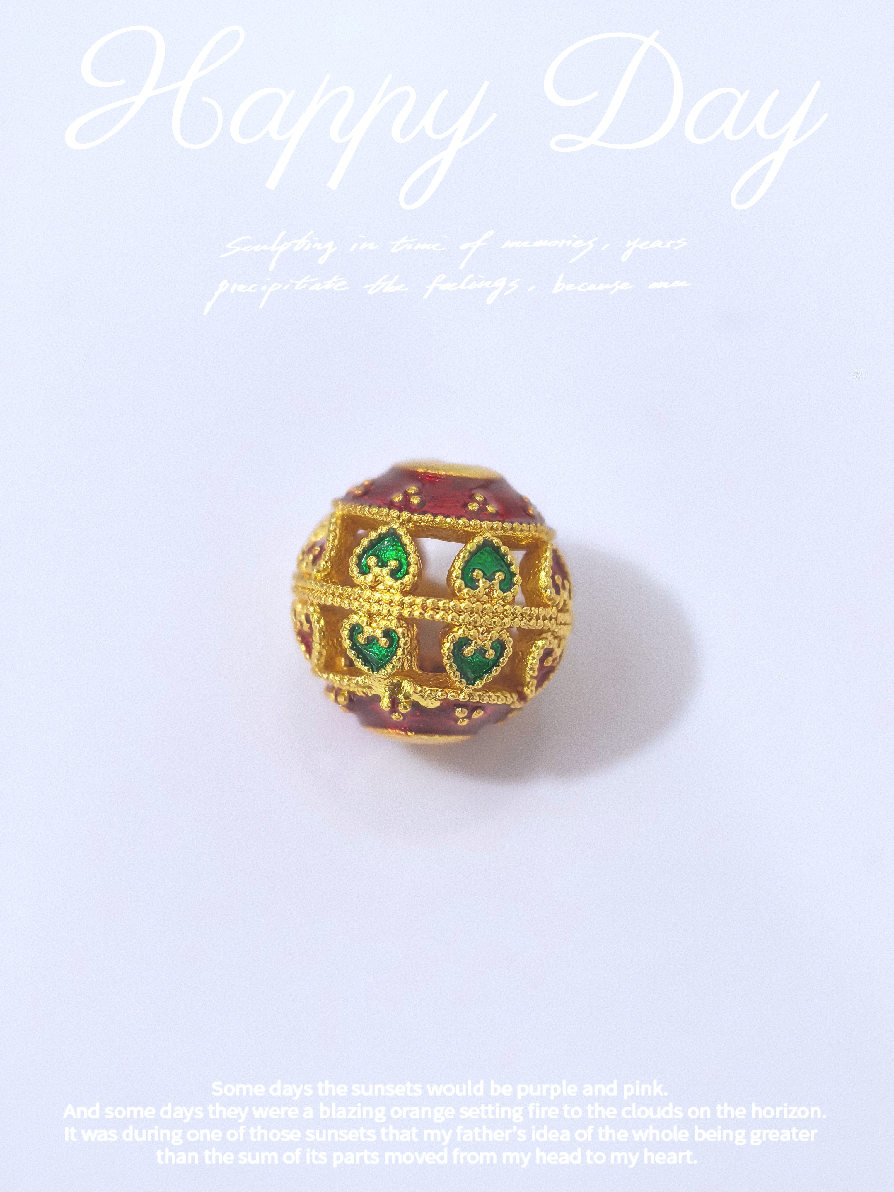 Ancient method sand gold good luck round bead enamel color firing blue oil drip separator bead DIY pic 5