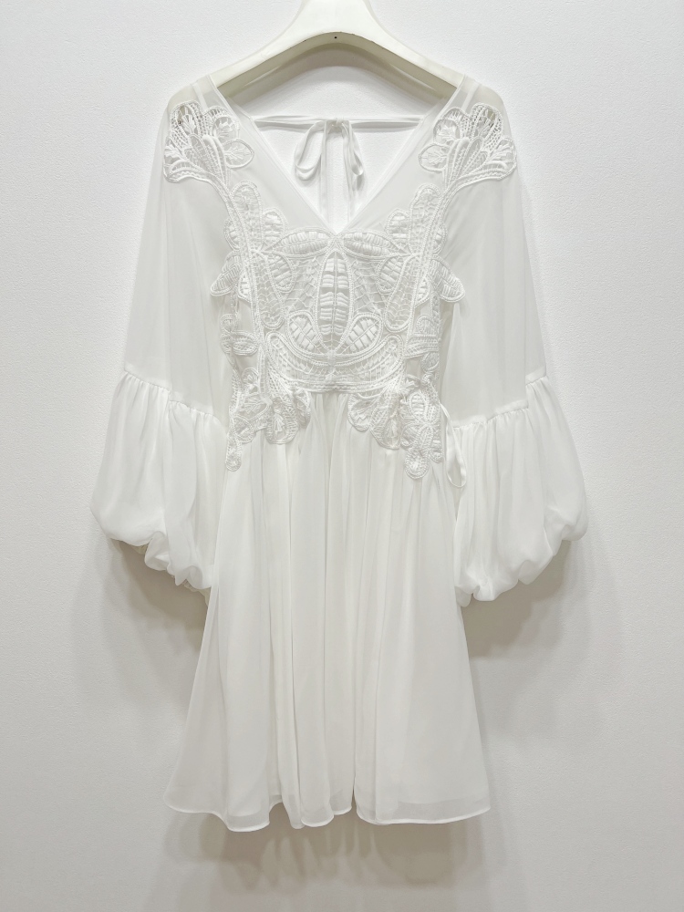 Blanco fresco y fluida fairy chiffon costura de encaje vestido de dos piezas no se puede ocultar en secreto ninging zhao ruth pic 5