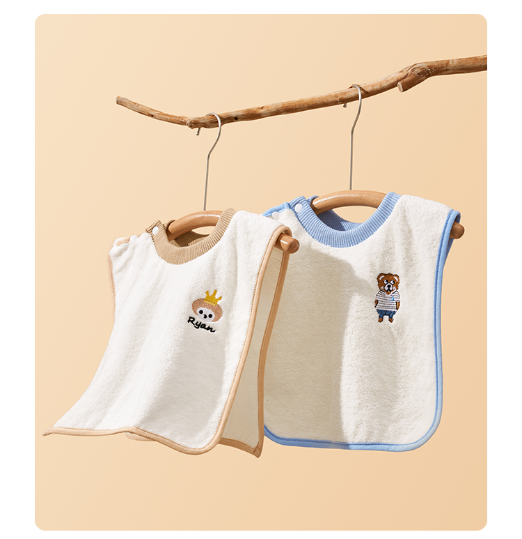 婧麒儿童洗漱巾围兜四季不湿衣多功能防水巾刷牙洗脸毛巾漱口巾详情24