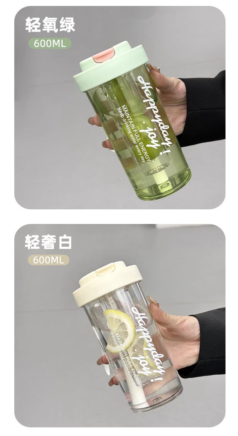 夏天耐高温水杯宁洲塑料新款女生高颜值吸管杯学生保温杯茶水分离 pic 19