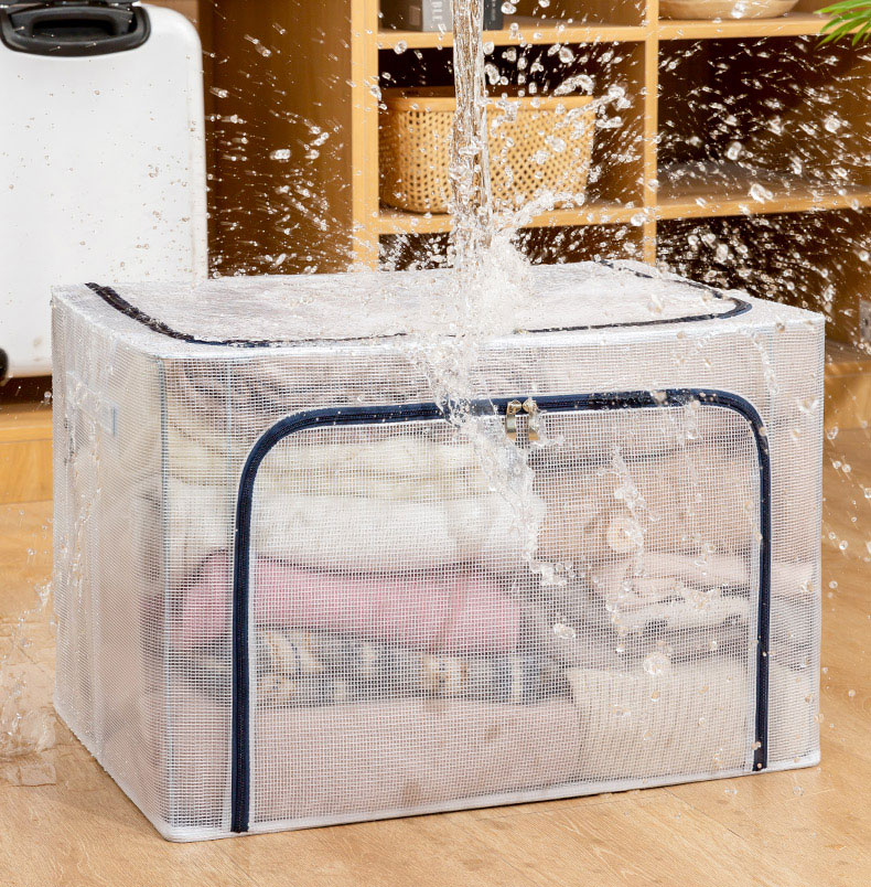 PVC尼龙透明网格收纳箱防水防霉可折叠收纳盒衣服整理箱收纳袋子详情17