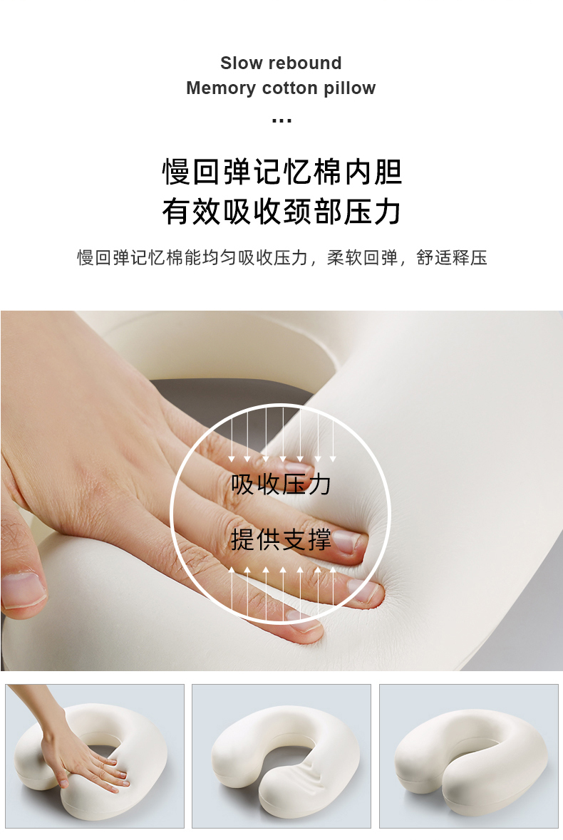 旅行防偏头便携式U型枕高铁飞机护颈枕记忆棉颈椎U形靠枕颈椎枕头详情5