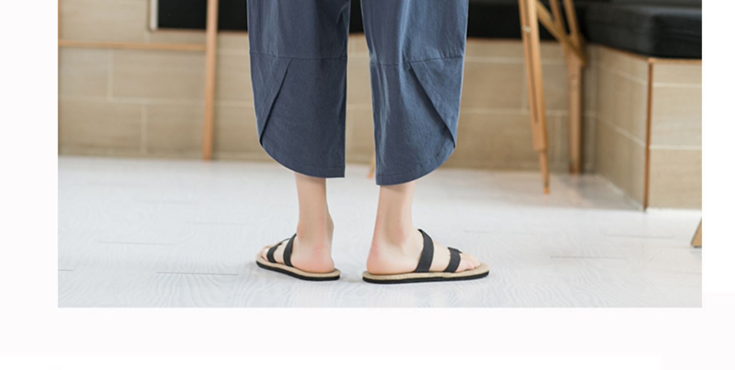 Aliexpress 2022 Summer New Style Chinese style simple solid color seven-inch wide-leg pants for men, beach pants, casual pants for men pic 12