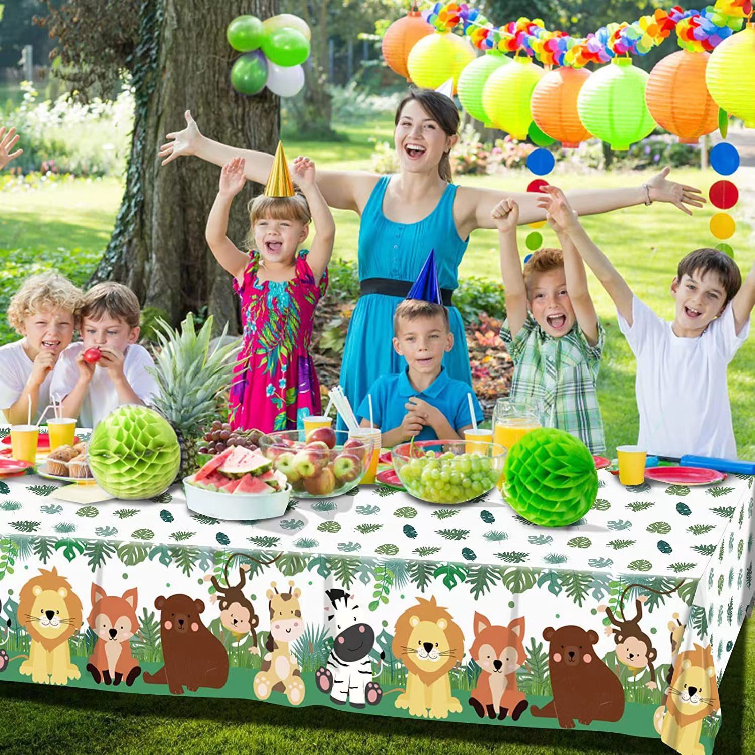 一次性桌布卡通动物蝴蝶美人鱼粉色鱼鳞生日派对野餐装饰防水台布详情图4
