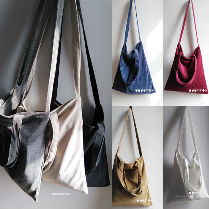 韩国简约帆布袋子男女文艺单肩包复古学生书包单肩斜跨两用布包