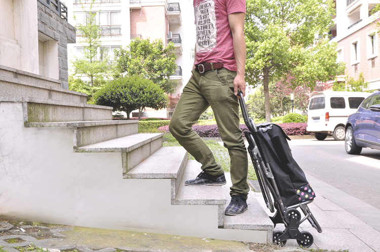 IZ4A portable folding elderly supermarket shopping cart with chair, three-wheeled grocery shopping cart with stool, stair climbing trolley, small luggage pic 3