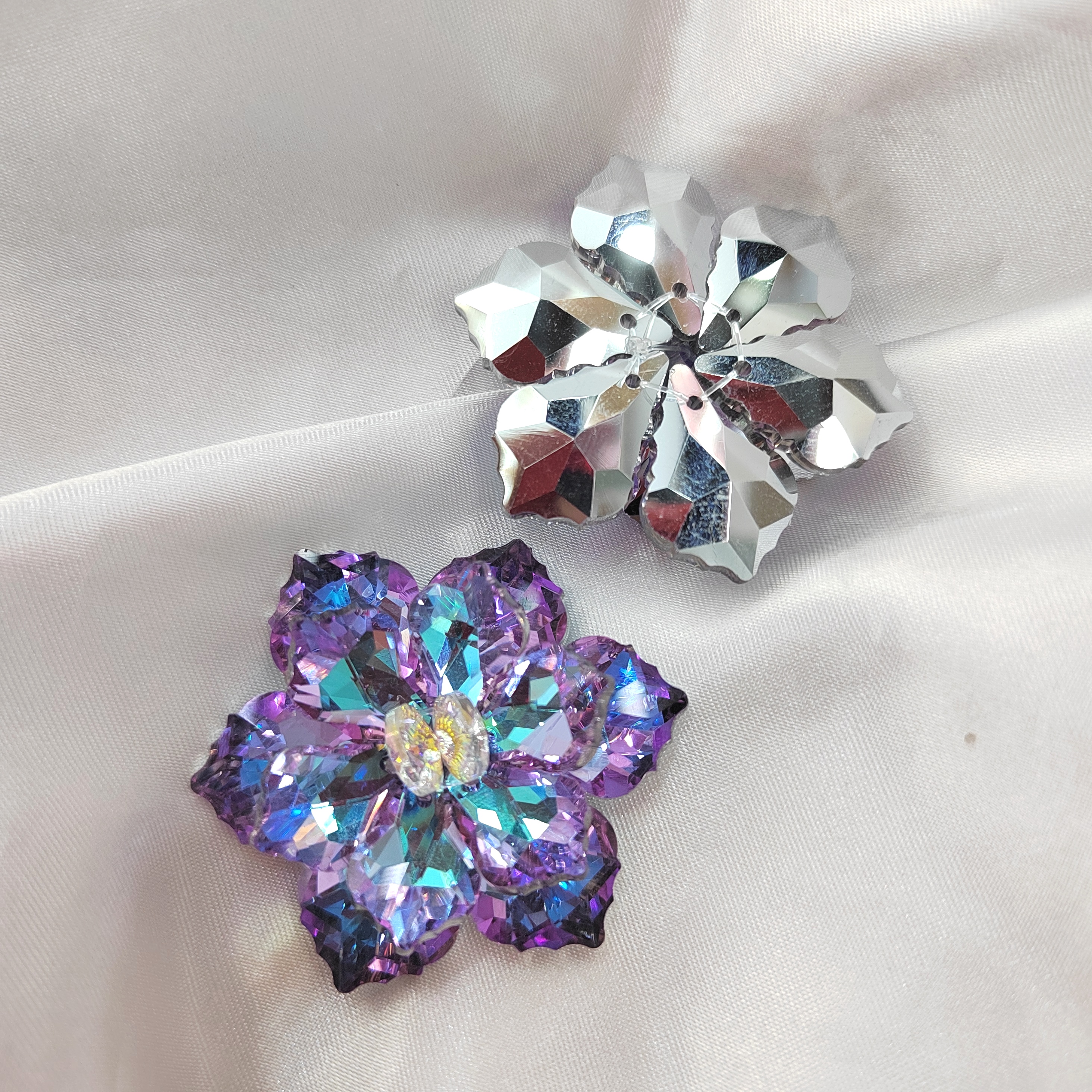 Dreamy gradient dazzling crystal woven flower accessories, diy high-end earrings, headwear, women's brooch materials, 16 colors Specification image