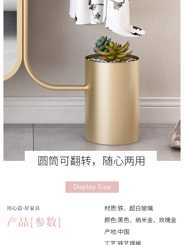 网红穿衣服试衣镜子落地全身带衣帽挂衣架一体轻奢家用卧室详情8