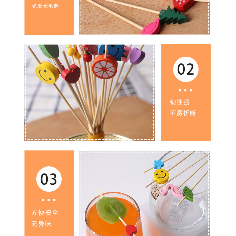 Disposable fruit skewers, exquisite bamboo flower skewers, fruit forks, creative art toothpicks, cocktail skewers, sandwich fruit holders pic 14