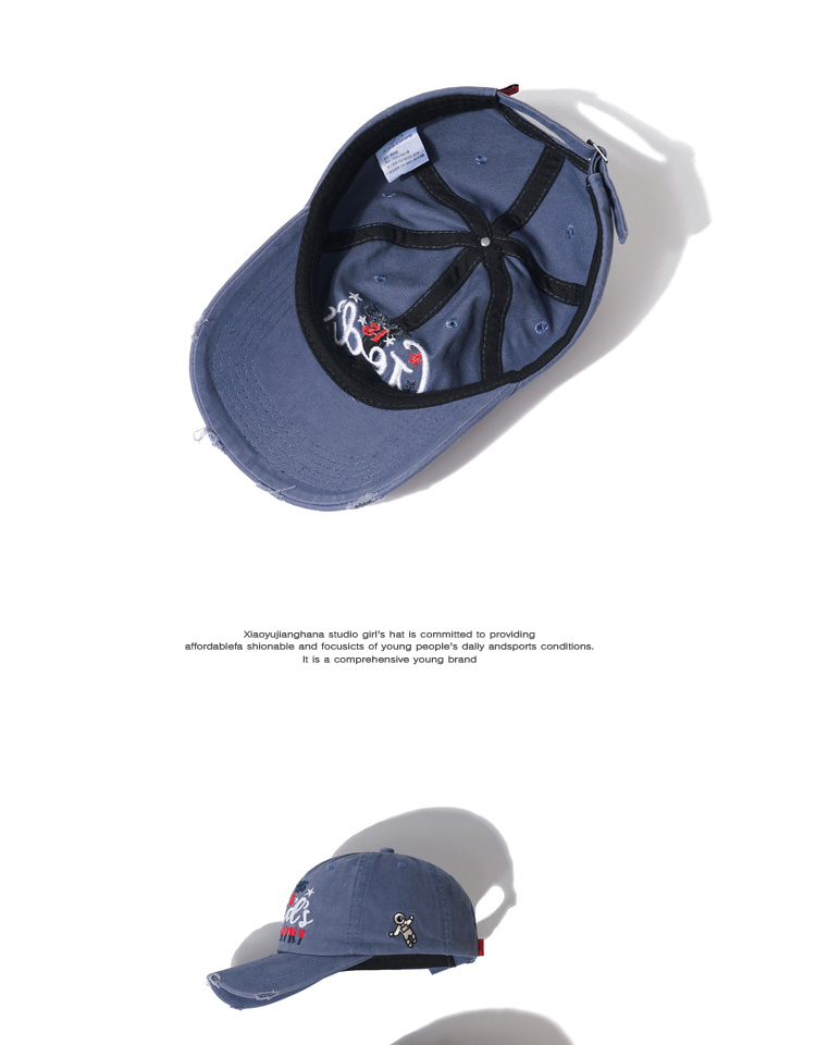 Japanese-style retro heavyweight worn and embroidered vintage baseball cap for women, Hong Kong-style Amei Kaki workwear casual baseball cap for men pic 5